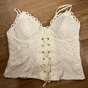 Elegant Cream Lace Corset Top